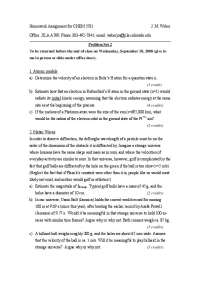 Chemistry Homework: Atomic Models, Matter Waves, and Relativistic Corrections - Prof. Jorg