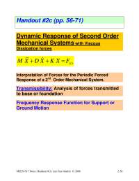 Dynamic Response of Second Order Mechanical System - Handout | MEEN 617 ...