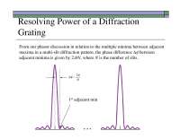 Resolving Power of a Diffraction Grating - Notes | PHYS 262 - Docsity