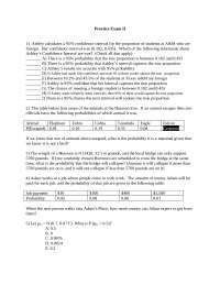 Practice Exam II Questions for Statistical Methods | STAT 303 - Docsity