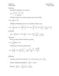 7 Solved Problems on Laplace Transform Functions - Assignment 1 | MEEN ...