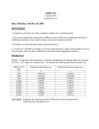 7 Problems of Aerospace Engineering - Assignment 6 | AERO 214 - Docsity