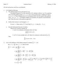 7 Questions with Solution of Calculus - Exam 1 | MATH 172 - Docsity