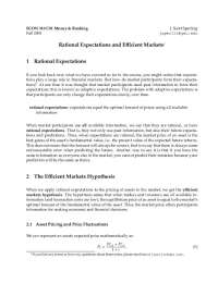 Rational Expectations and Efficient Markets - Lecture Notes | ECON 310