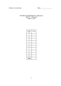 10 Questions in Final Exam for History of Mathematics | MAT 320.00