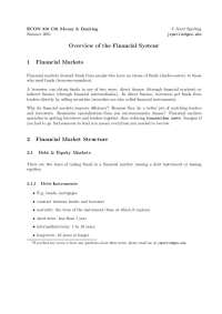 Overview of Money & Banking: Financial Markets and Intermediaries