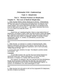 The Lure of Radical Skepticism - Epistemology | PHIL 5340