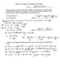 Exam 2 with Solution - Analytic Geometry and Calculus I | MATH 114 ...