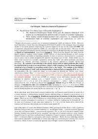 Carl Hempel: Inductive-Statistical Explanation - Supplement | PHIL 250