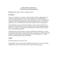 Programming Assignment 2: Implementing Sorting Algorithms | ITK 279.00 ...