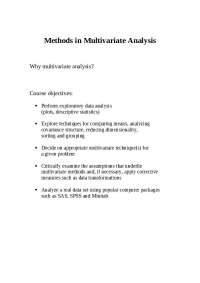 Method for Multivariate Analysis | Class Notes | INFO 657
