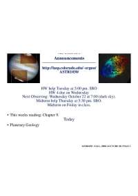 Homework 4 - Planetary Geology - Lecture Slides | ASTR 1030