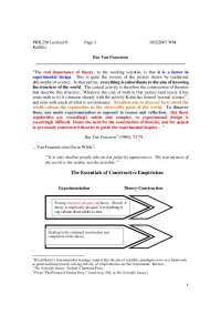 Lecture Notes on Bas Van Fraassen - Philosophy of Science I | PHIL 250