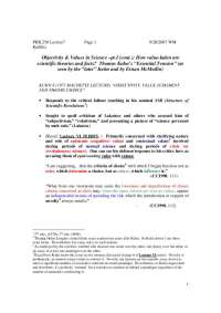Objectivity Value Judgment and Theory Choice | PHIL 250
