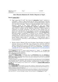 Theoretic Reduction II: Nickels Response to Nagel - Lecture Notes | PHIL 250