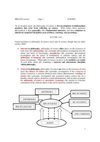 Investigation of Philosophical - Philosophy of Science I - Notes | PHIL 250