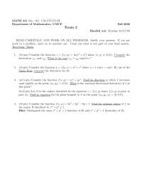 Examination 2 Practice Problems on Calculus III - Fall 2008 | MATH 241 ...