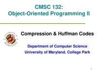 Compression and Huffman Codes - Lecture Notes | CMSC 132 - Docsity