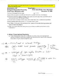 Final Exam with Biological Information Processing - Biochemistry III ...