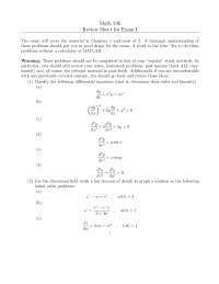 Review Sheet for Exam 1 - Differential Equation for Science | MATH 246 ...