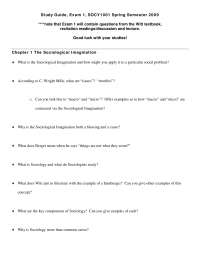 Study Guide, Exam 1 - Introduction to Sociology | SOCY 1001 - Docsity