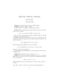Midterm Exam 1 Solutions - Axiomatic Set Theory | MATH 446 - Docsity
