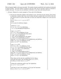 2 Problems on Discrete Mathematics Structure - Quiz 6 | CMSC 250 - Docsity