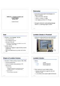 Lambda Calculus - Program Analysis and Understanding - Slides Notes ...