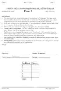 Exam 3 with Solution - Electromagnetism and Modern Physics | PHYS 263 ...
