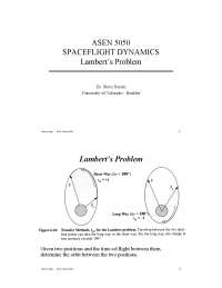 Lambert’s Problems - Spaceflight Dynamics | ASEN 5050 - Docsity