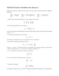 Practice Problems for Exam 3 - Engineering Math I | MATH 151 - Docsity