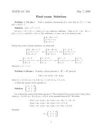 7 Problems with Solution of Applied Mathematics I - Final Exam | MATH ...
