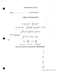 Exam III Useful Formulas on Mechanics | PHYS 218 - Docsity