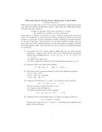 Second Class Exam - Differential Equation for Science and Engineering ...