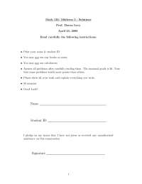 Midterm Exam 3 with Solutions - Calculus for Life Science | MATH 130 ...