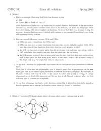Old Exam 1 with Solutions - Organization of Programming Language | CMSC ...