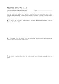 Quiz 1 Unsolved Questions | Calculus II | MATH 141 - Docsity