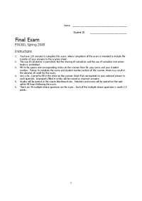 Analytical Methods in Finance - Final Exam Solved | FIN 360