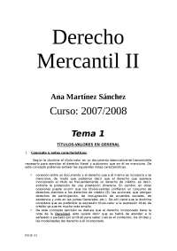 Derecho Mercantil II (Apuntes)