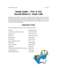 Trade-Offs Study Guide for POL S 270: Understanding Economic Concepts and Trade-offs - Pro