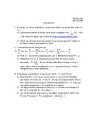 Physics 435 Homework 2 - Electric Field and Gauss's Law