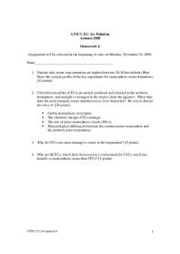 ATM S 212 Assignment 6: Understanding Stratospheric Ozone Depletion - Prof. Becky Suess
