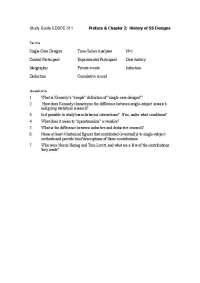 EDSPE 511 Study Guide: History and Key Concepts of Single-Case Designs