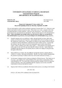10 Questions on Actuarial Science Program - Homework | MATH 476