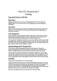 Homework 5 - Testing - Software Engineering | CSCI 435