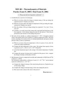 Practice Exam for Thermodynamics of Materials | MSE 401