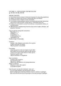 Coevolution and Mutualism - Lecture Notes | IB 203