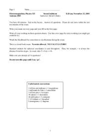 Electromagnetism Midterm Exam, Autumn 2003