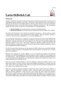 Luria Delbruck Lab - Directed and Spontaneous Mutation | BIOL 481