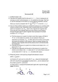 Physics 435 Homework 8: Magnetic Field and Surface Currents